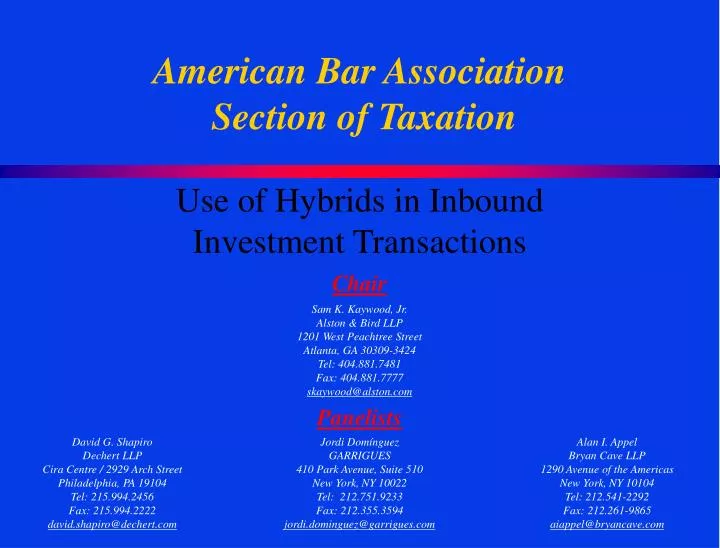 american bar association section of taxation