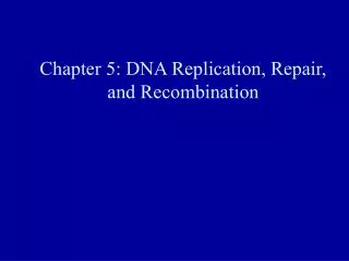 Chapter 5: DNA Replication, Repair, and Recombination