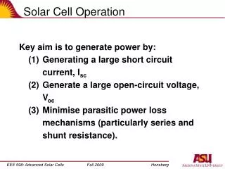 Solar Cell Operation