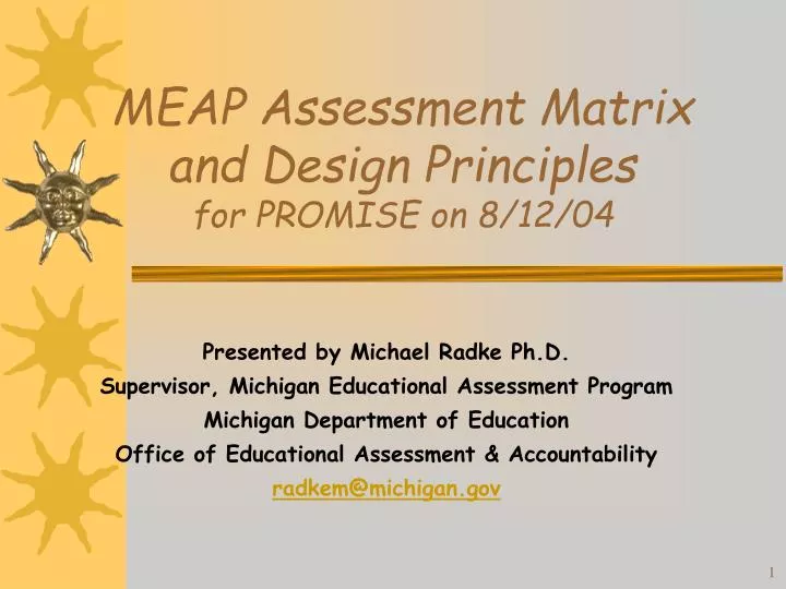 meap assessment matrix and design principles for promise on 8 12 04