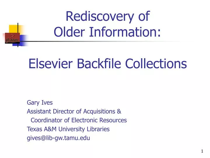 rediscovery of older information elsevier backfile collections