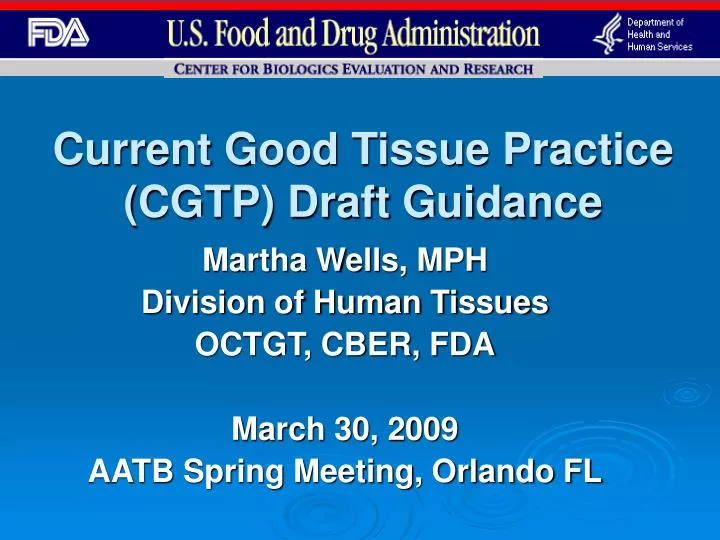 current good tissue practice cgtp draft guidance