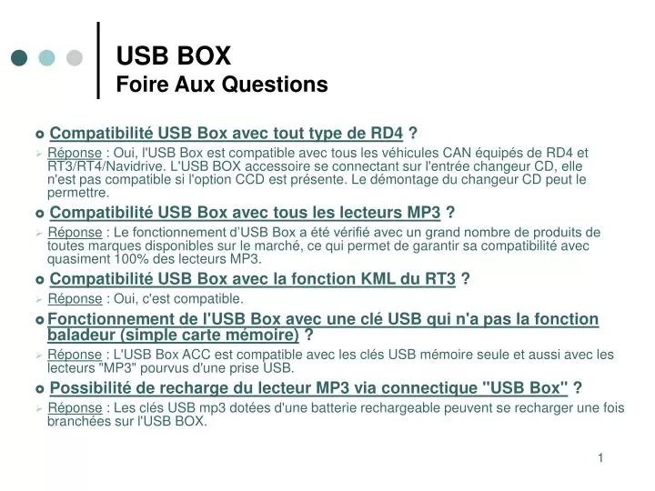 usb box foire aux questions