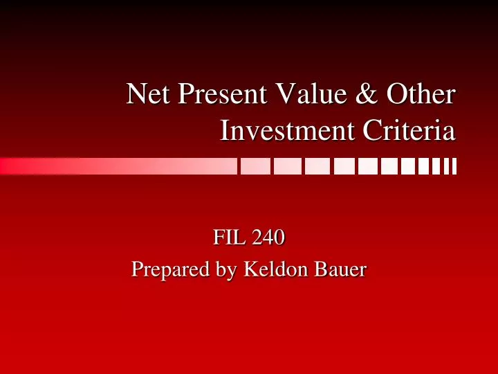net present value other investment criteria