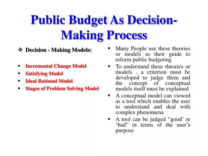 public budget as decision making process
