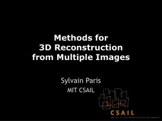 Methods for 3D Reconstruction from Multiple Images