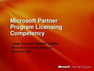 Microsoft Partner Program Licensing Competency