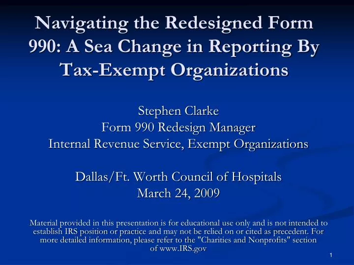 navigating the redesigned form 990 a sea change in reporting by tax exempt organizations