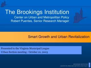 Smart Growth and Urban Revitalization