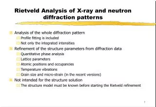 Rietveld Analysis of X-ray and neutron diffraction patterns