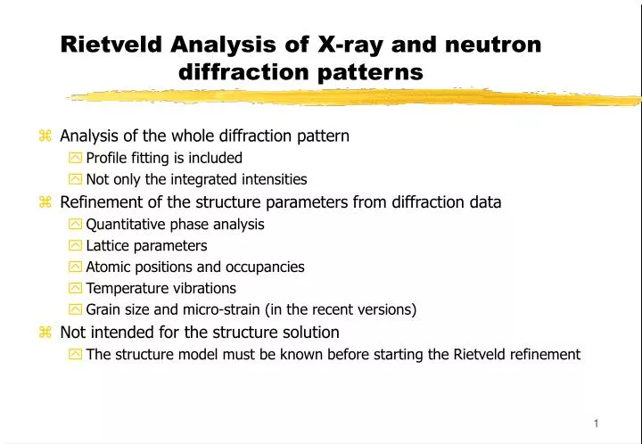 rietveld analysis of x ray and neutron diffraction patterns