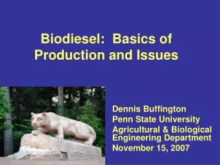 Biodiesel: Basics of Production and Issues