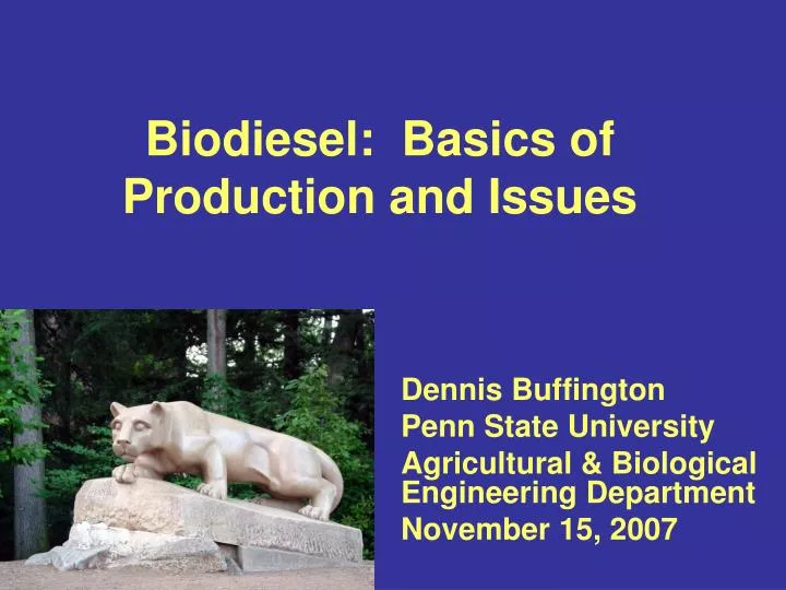 biodiesel basics of production and issues