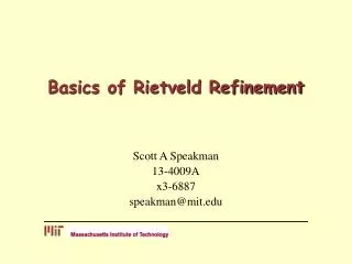 Basics of Rietveld Refinement