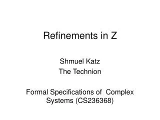 Refinements in Z