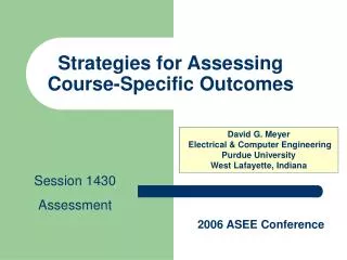 Strategies for Assessing Course-Specific Outcomes