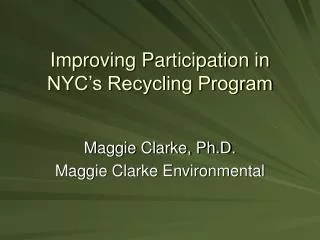 Improving Participation in NYC’s Recycling Program