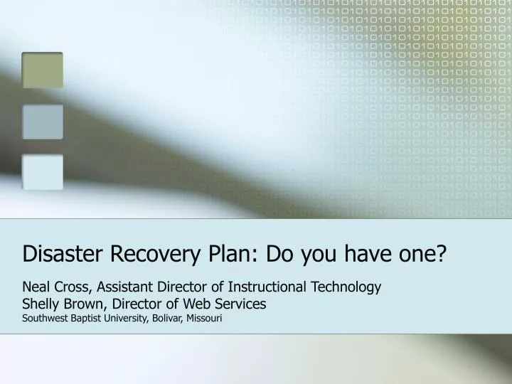 disaster recovery plan do you have one