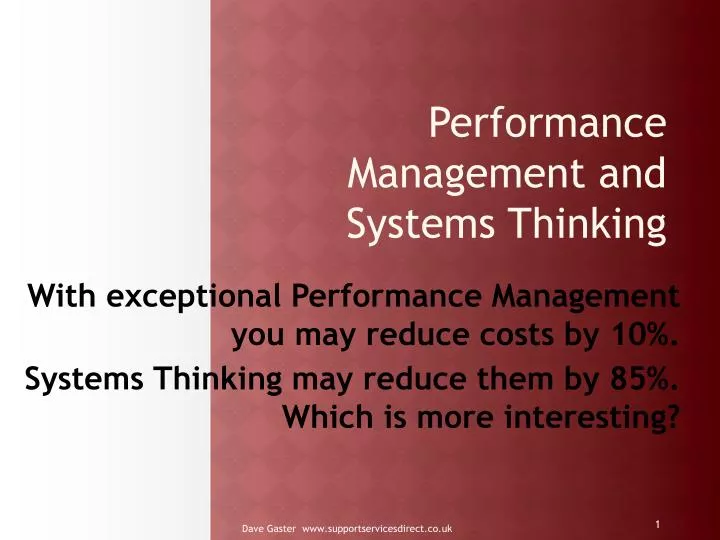 performance management and systems thinking