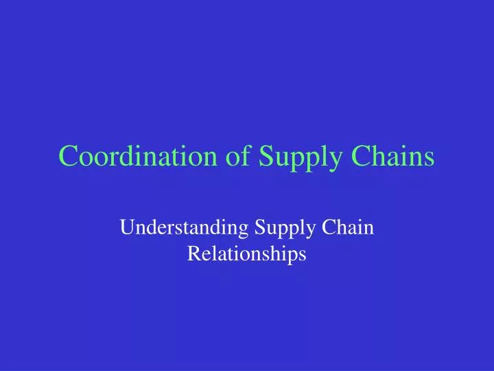 coordination of supply chains