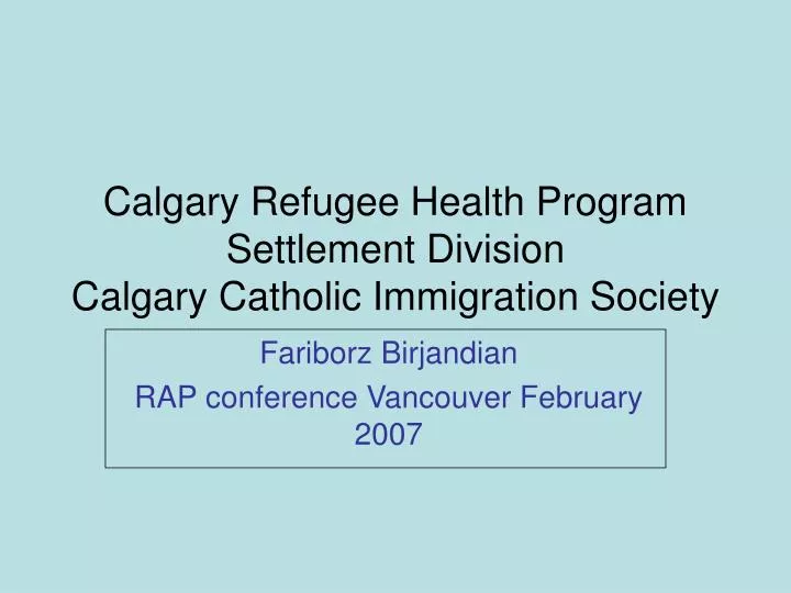 calgary refugee health program settlement division calgary catholic immigration society