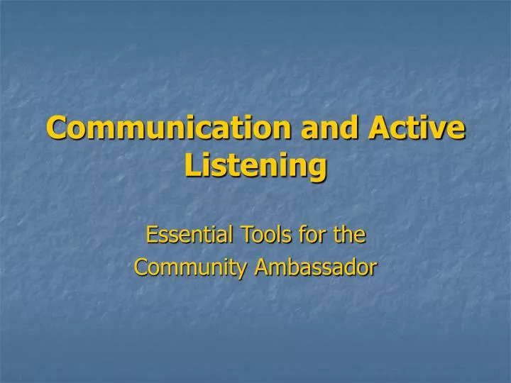 communication and active listening