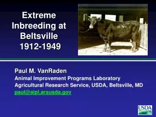 Extreme Inbreeding at Beltsville 1912-1949