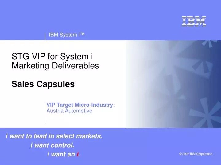 stg vip for system i marketing deliverables sales capsules