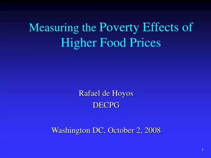 measuring the poverty effects of higher food prices