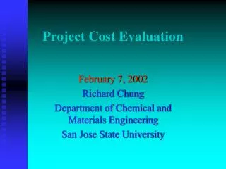 Project Cost Evaluation