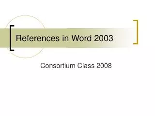 References in Word 2003