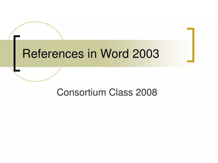 references in word 2003