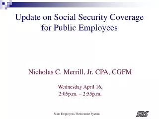 Update on Social Security Coverage for Public Employees