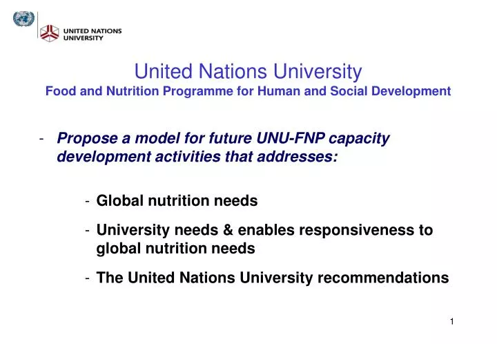 united nations university food and nutrition programme for human and social development