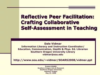 Reflective Peer Facilitation: Crafting Collaborative Self-Assessment in Teaching