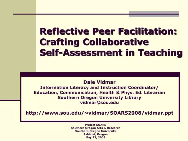 reflective peer facilitation crafting collaborative self assessment in teaching