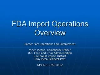 FDA Import Operations Overview