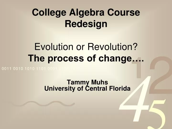 college algebra course redesign evolution or revolution the process of change