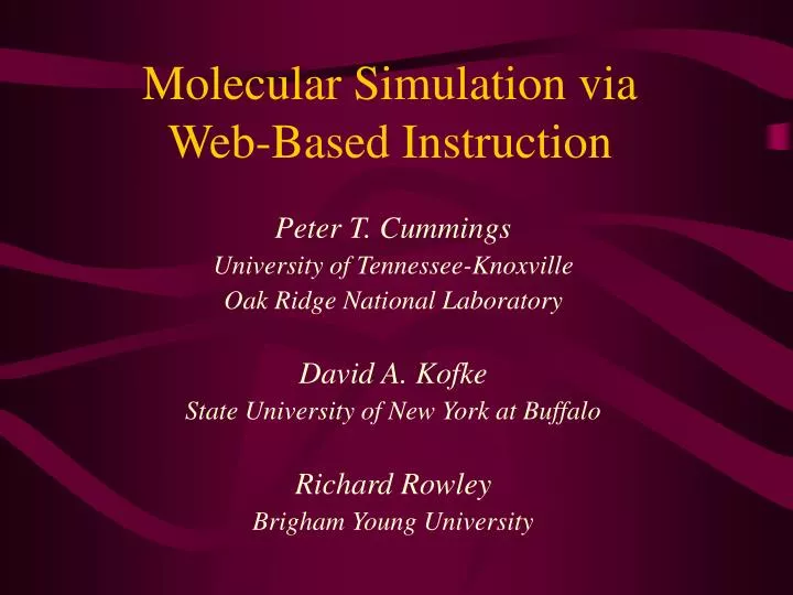molecular simulation via web based instruction