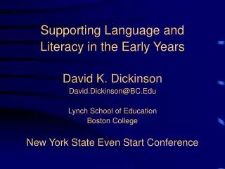Supporting Language and Literacy in the Early Years