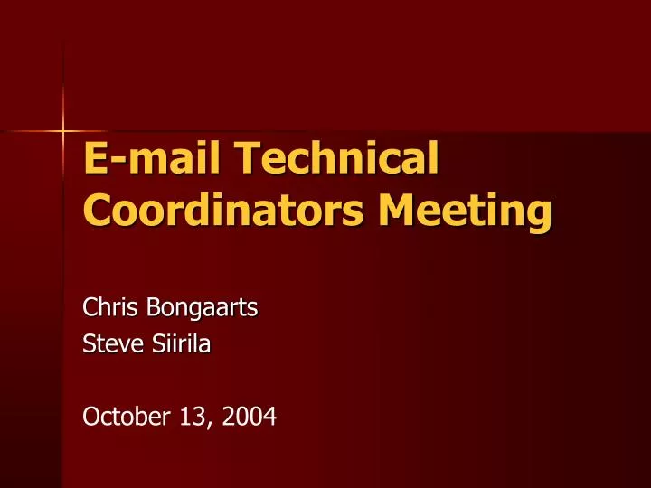 e mail technical coordinators meeting