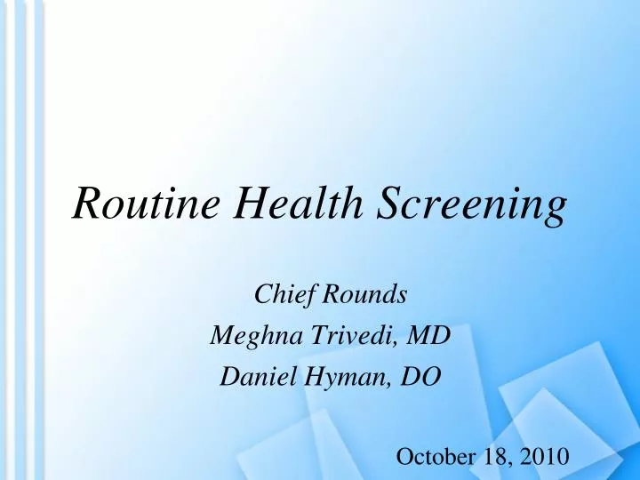 routine health screening