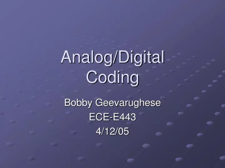 analog digital coding