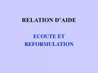 RELATION D’AIDE