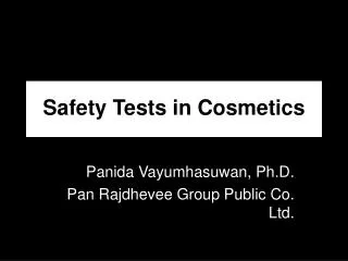 Safety Tests in Cosmetics