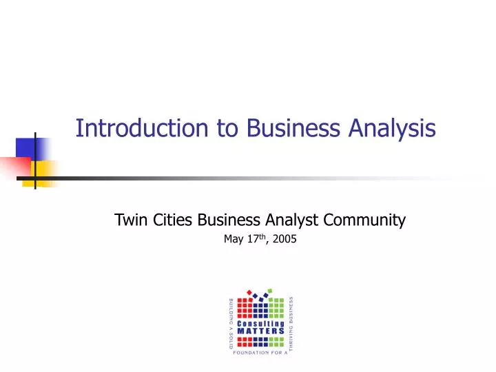 introduction to business analysis