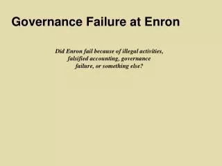 Governance Failure at Enron