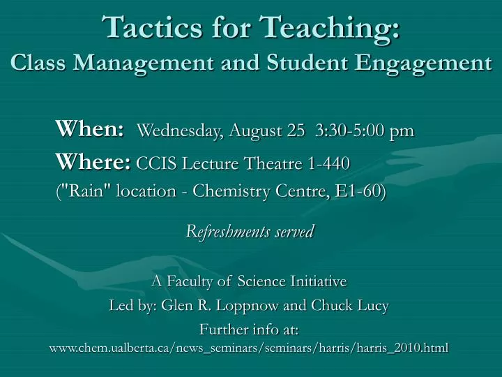 tactics for teaching class management and student engagement