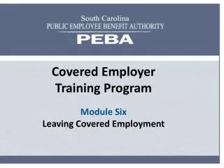 Covered Employer Training Program