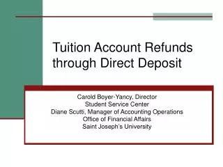 Tuition Account Refunds through Direct Deposit